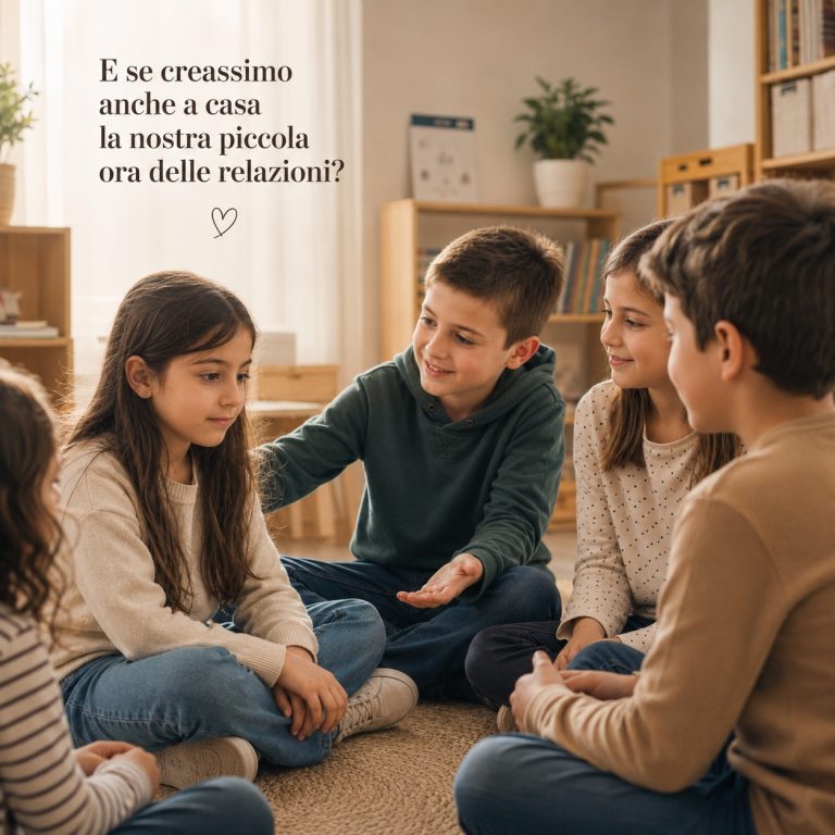 Bambini seduti in cerchio in classe mentre parlano insieme durante il Klassens tid